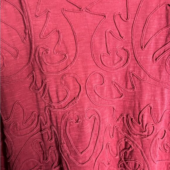 Lucky Brand Maroon Embroidered Long Sleeve Tunic Plus Size 1X - Picture 2 of 6